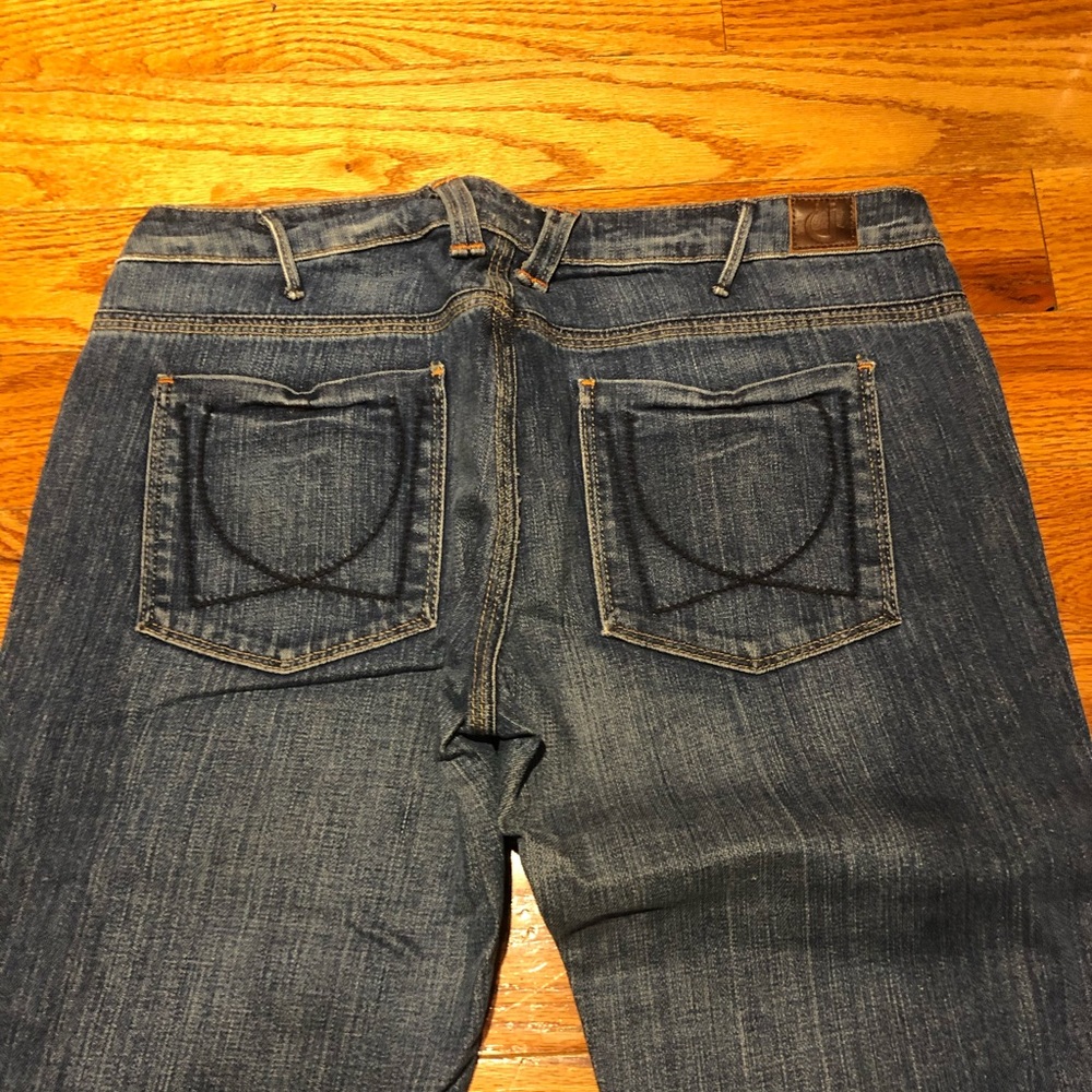 Medium wash straight leg denim